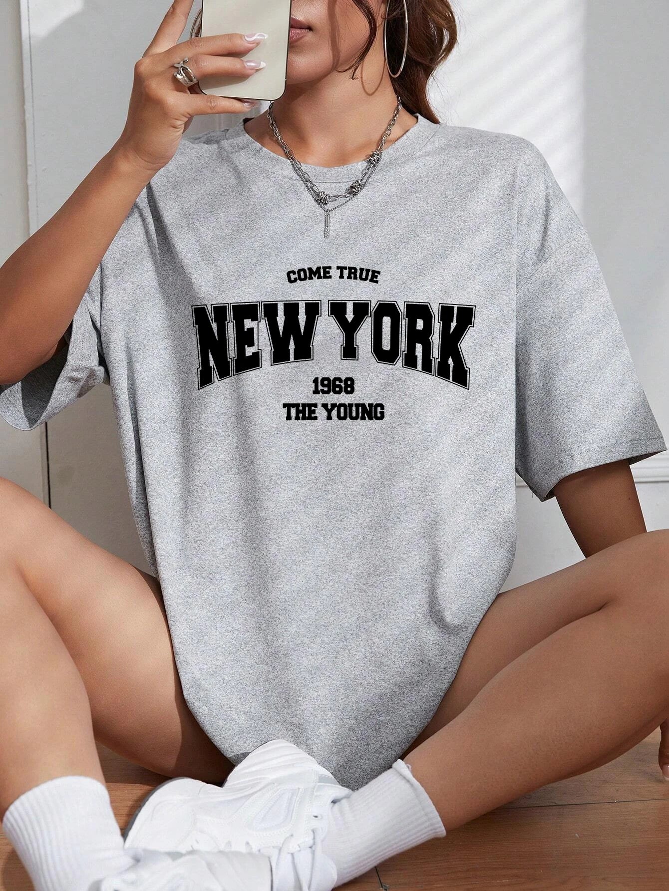 When 1968 The New York Is Young Cotton Woman Tshirts Oversize