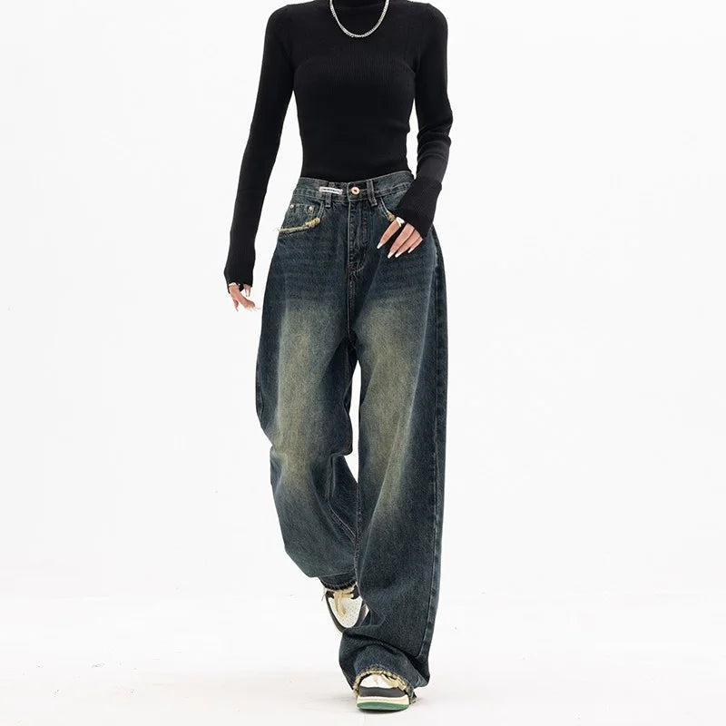 Wide Leg Jeans Women High Waist Denim Trousers Women