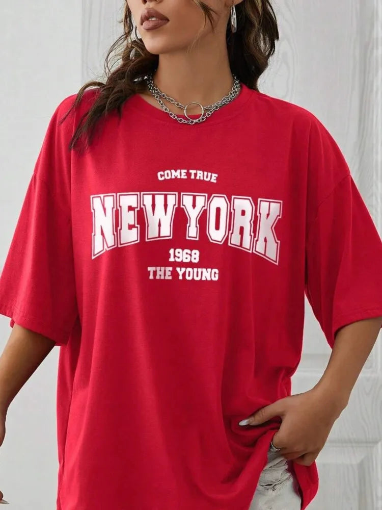When 1968 The New York Is Young Cotton Woman Tshirts Oversize
