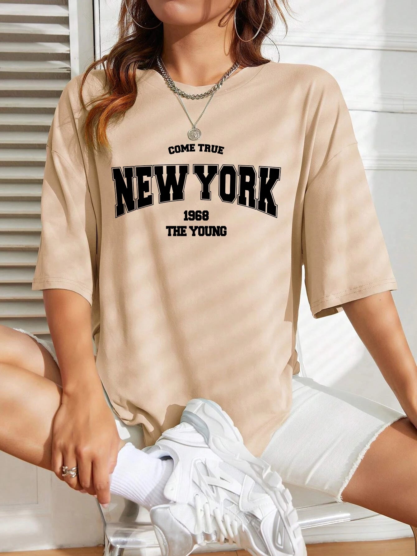 When 1968 The New York Is Young Cotton Woman Tshirts Oversize