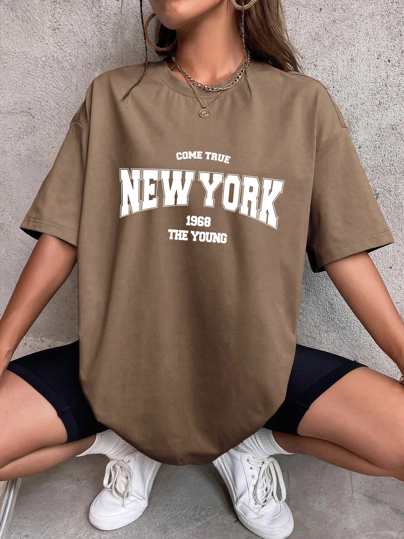When 1968 The New York Is Young Cotton Woman Tshirts Oversize