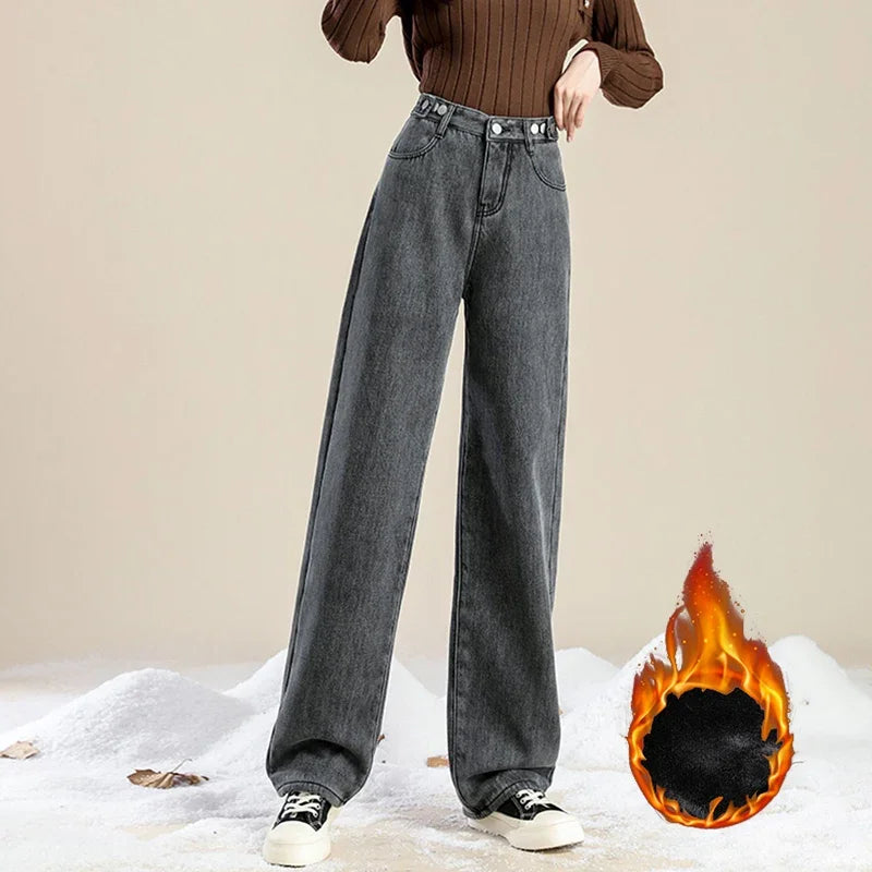 Lady Thermal Plush High Waist Jeans