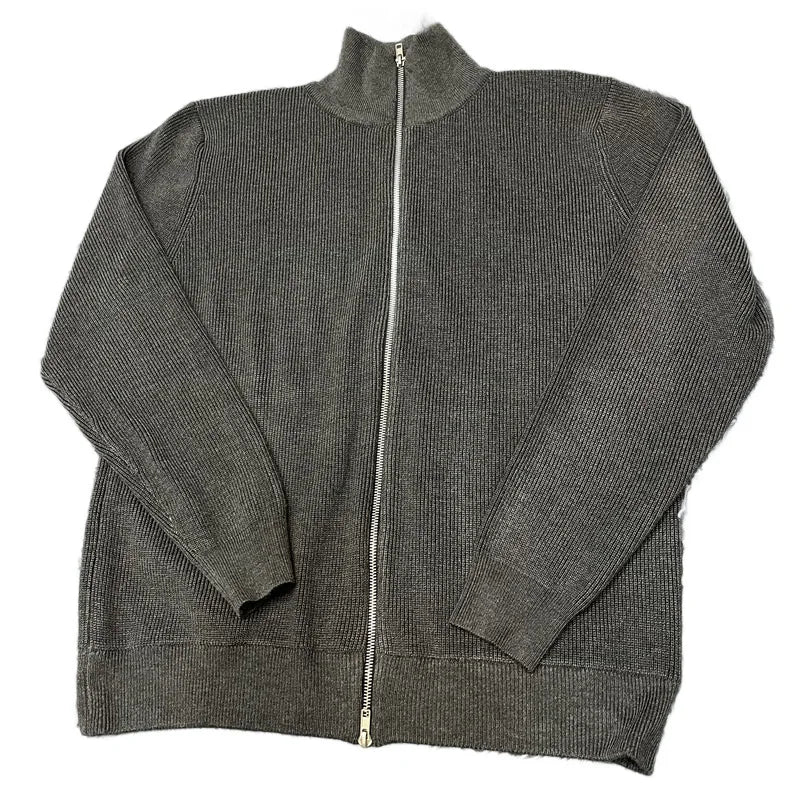 Autumn Winter Men Loose Casual Knit Sweater Zipper Semi High Neck Long Sleeve Cardigan Lazy Comfortable Warm Fashion Top