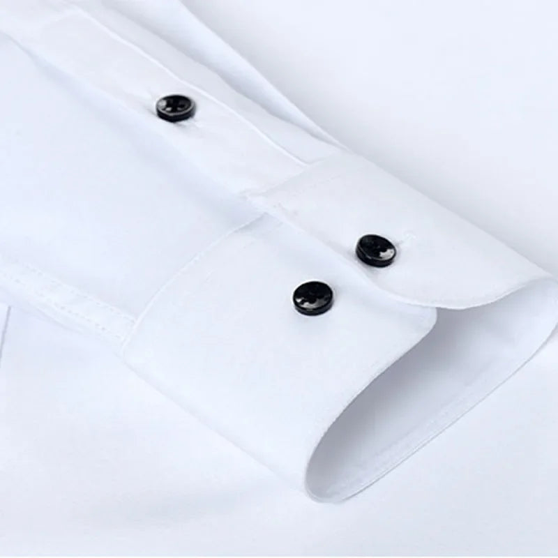 6xl summer black White Oversize men's long-sleeved Dress shirt  High quality elastic force non-iron  business casual