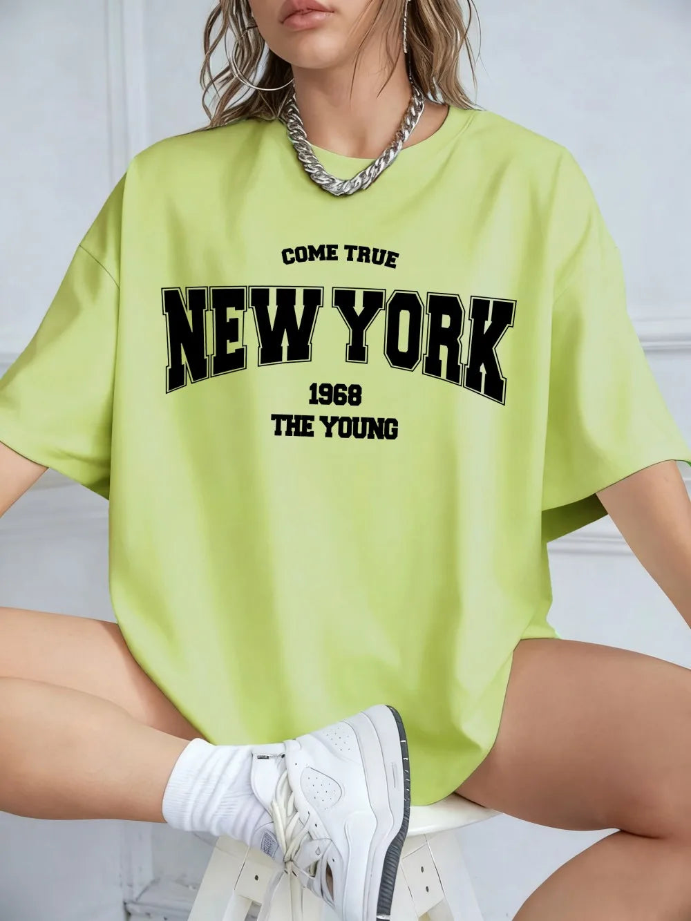 When 1968 The New York Is Young Cotton Woman Tshirts Oversize