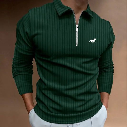 Men's Long Sleeved Zipper Polo Shirt Men's Casual Lapel Polo Shirt Fashionable Polo Shirt Casual Men's Polo Shirt  Men's Top