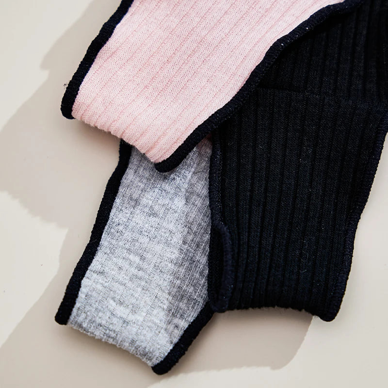 3Pset Women's Thong Low-rise Panties Solid Color Cotton