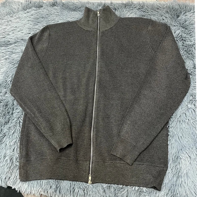 Autumn Winter Men Loose Casual Knit Sweater Zipper Semi High Neck Long Sleeve Cardigan Lazy Comfortable Warm Fashion Top