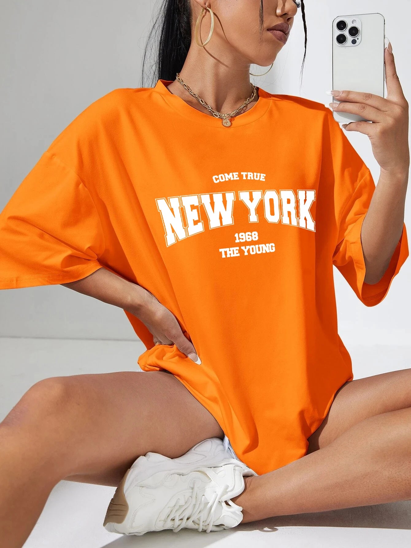 When 1968 The New York Is Young Cotton Woman Tshirts Oversize
