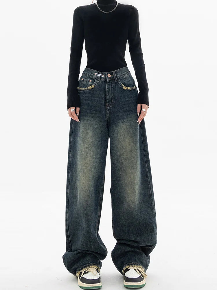 Wide Leg Jeans Women High Waist Denim Trousers Women