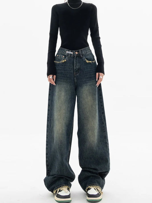 Wide Leg Jeans Women High Waist Denim Trousers Women