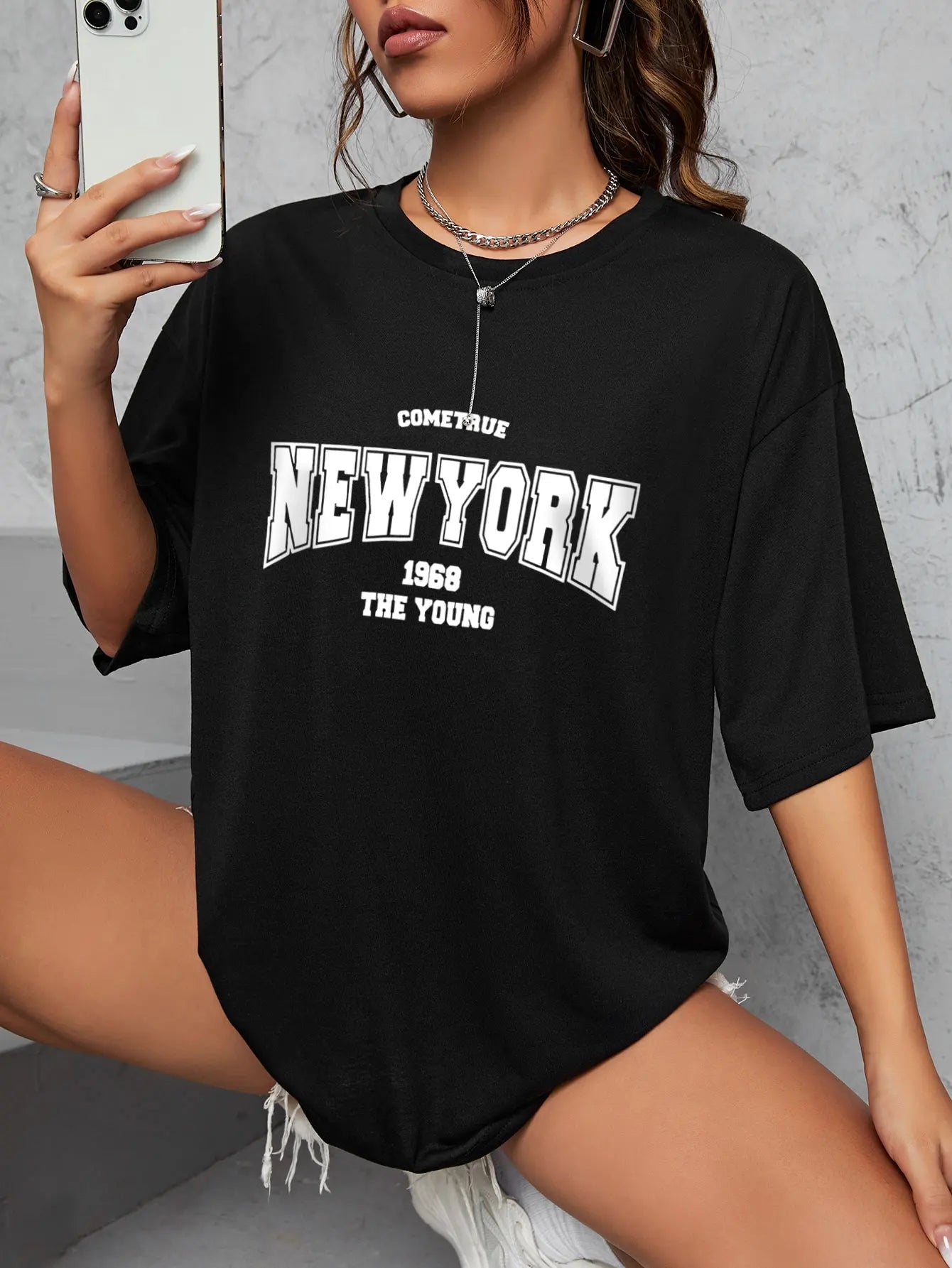 When 1968 The New York Is Young Cotton Woman Tshirts Oversize