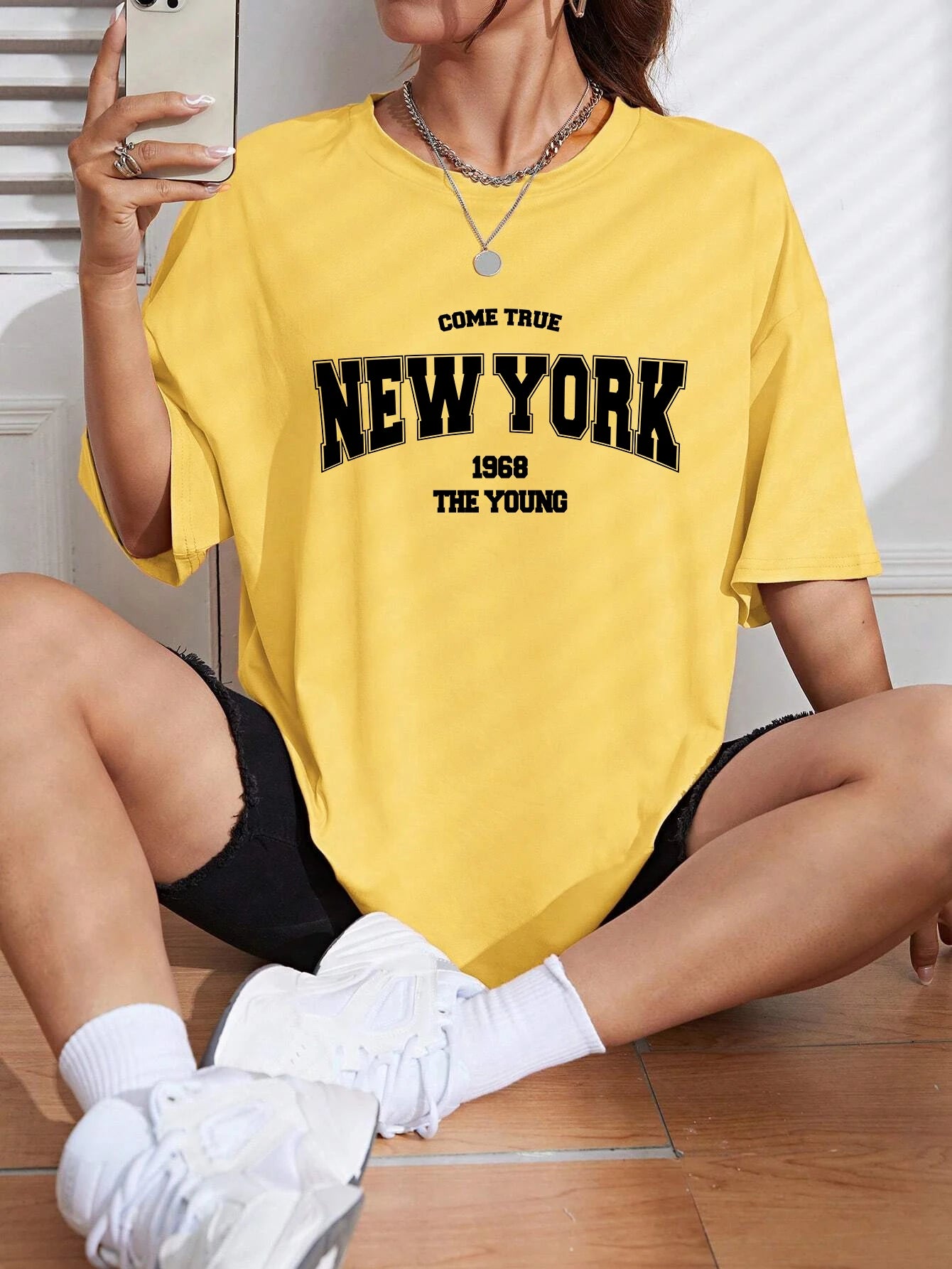 When 1968 The New York Is Young Cotton Woman Tshirts Oversize