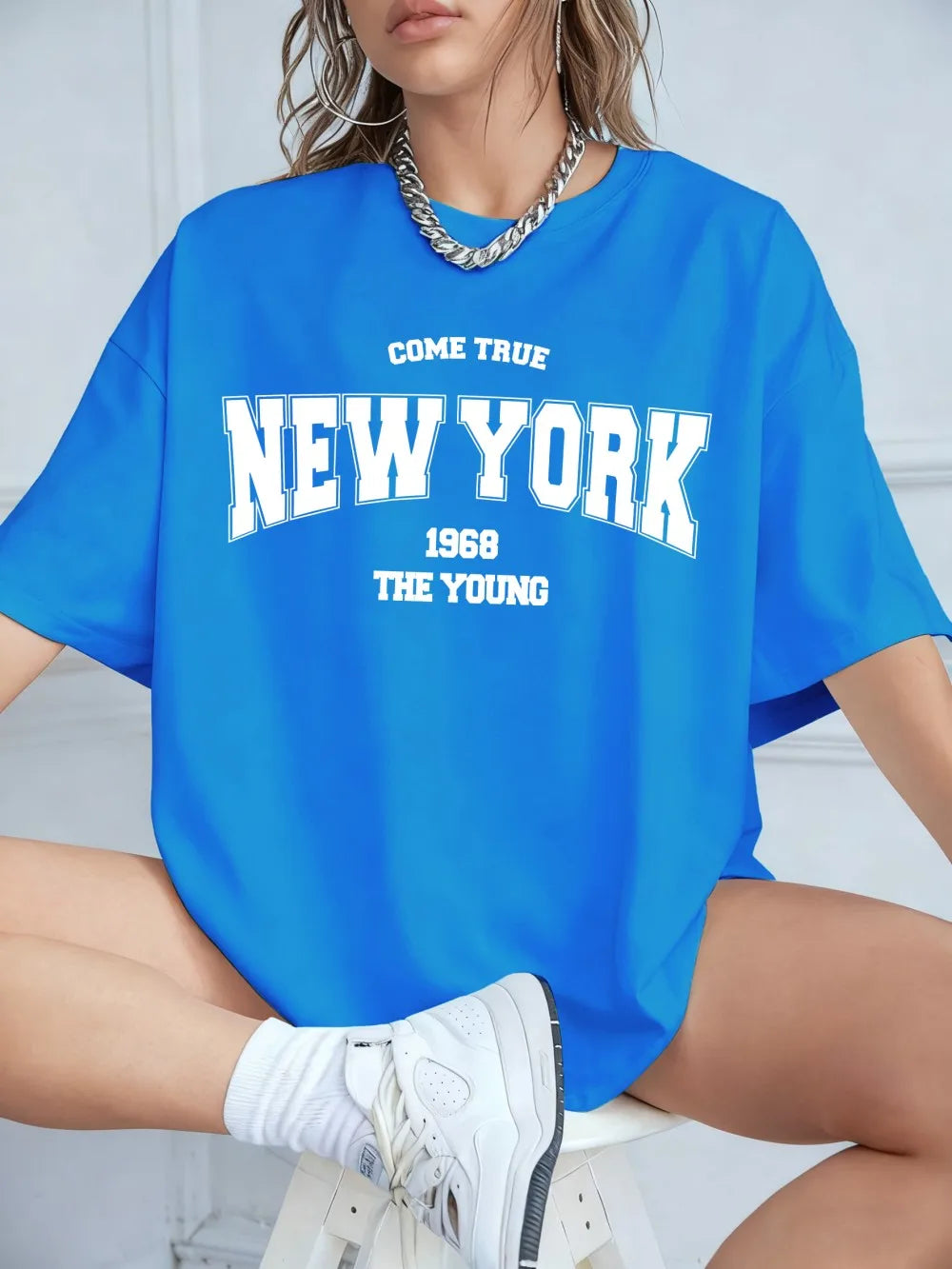 When 1968 The New York Is Young Cotton Woman Tshirts Oversize