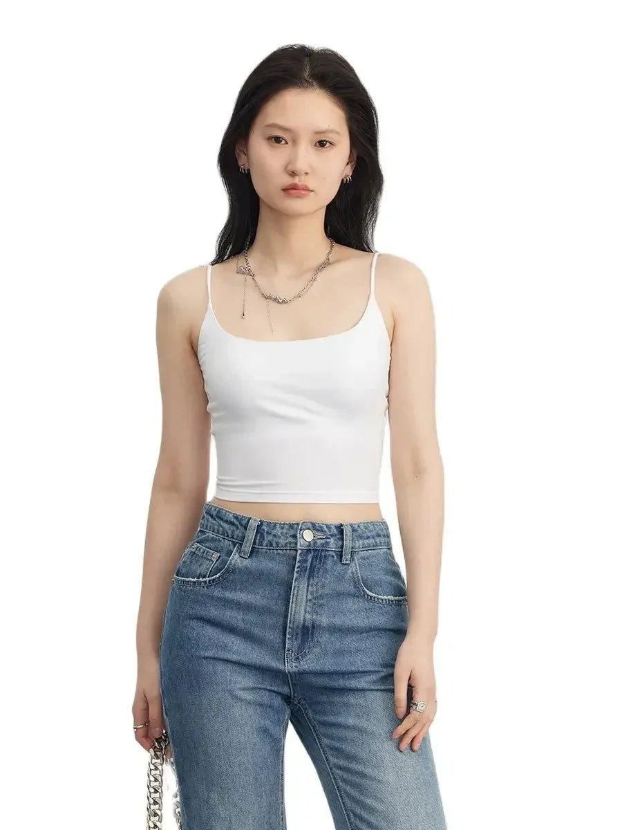CHIC VEN Women's Tanks New Loose Short Camis Sleeveless Solid Crop Top Woman Clothing Spring Summer 2023