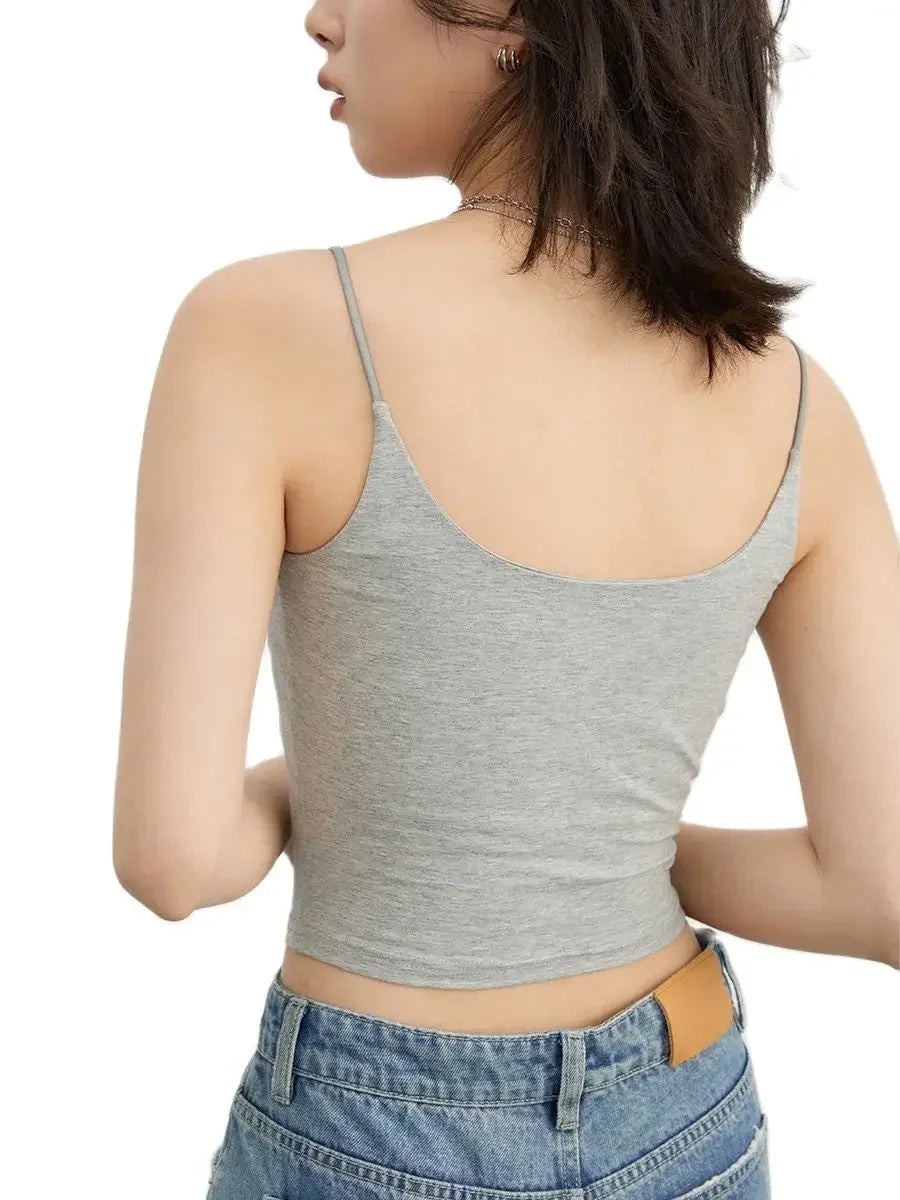 CHIC VEN Women's Tanks New Loose Short Camis Sleeveless Solid Crop Top Woman Clothing Spring Summer 2023