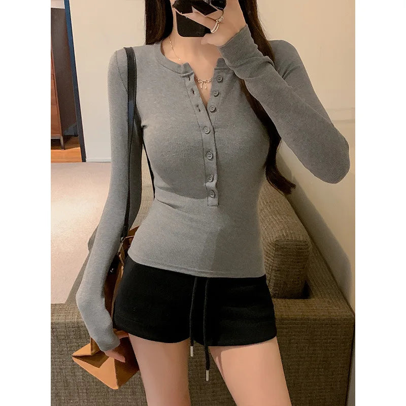Navy Henley-Fit Top