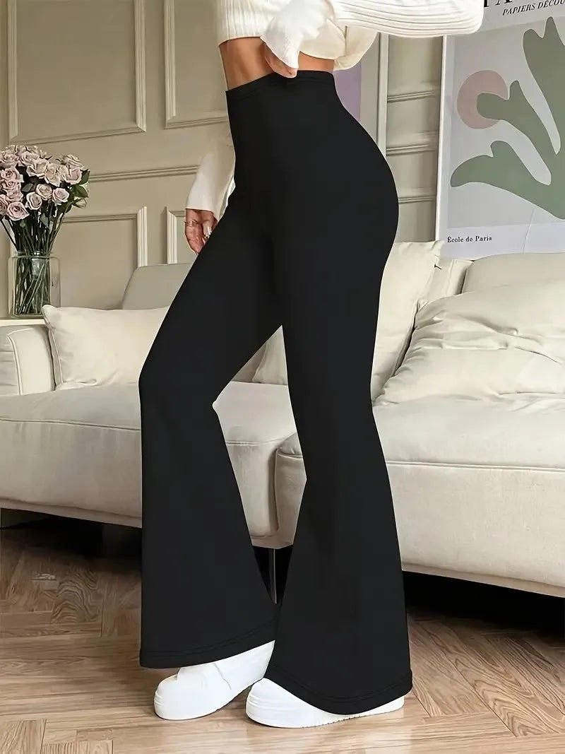 Women's High-Waisted Flared Pants Black