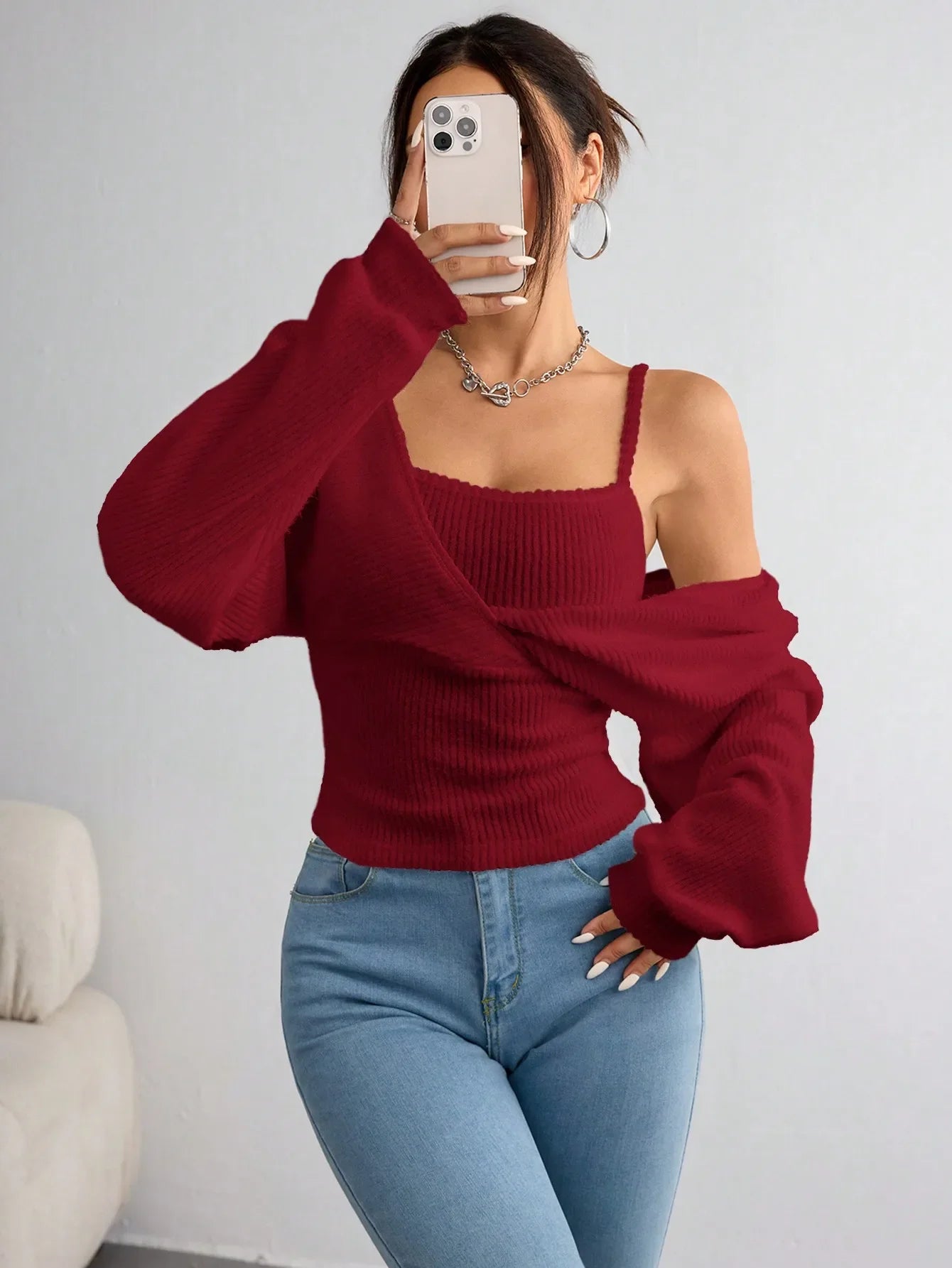 "Valentina" Off-Shoulder Knit