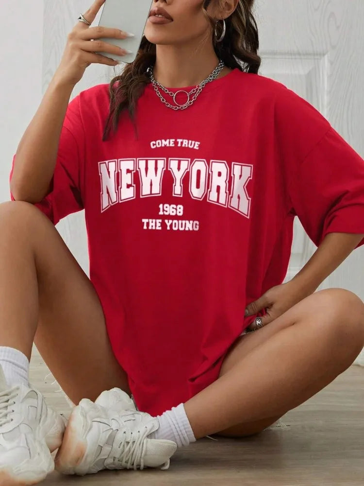 When 1968 The New York Is Young Cotton Woman Tshirts Oversize