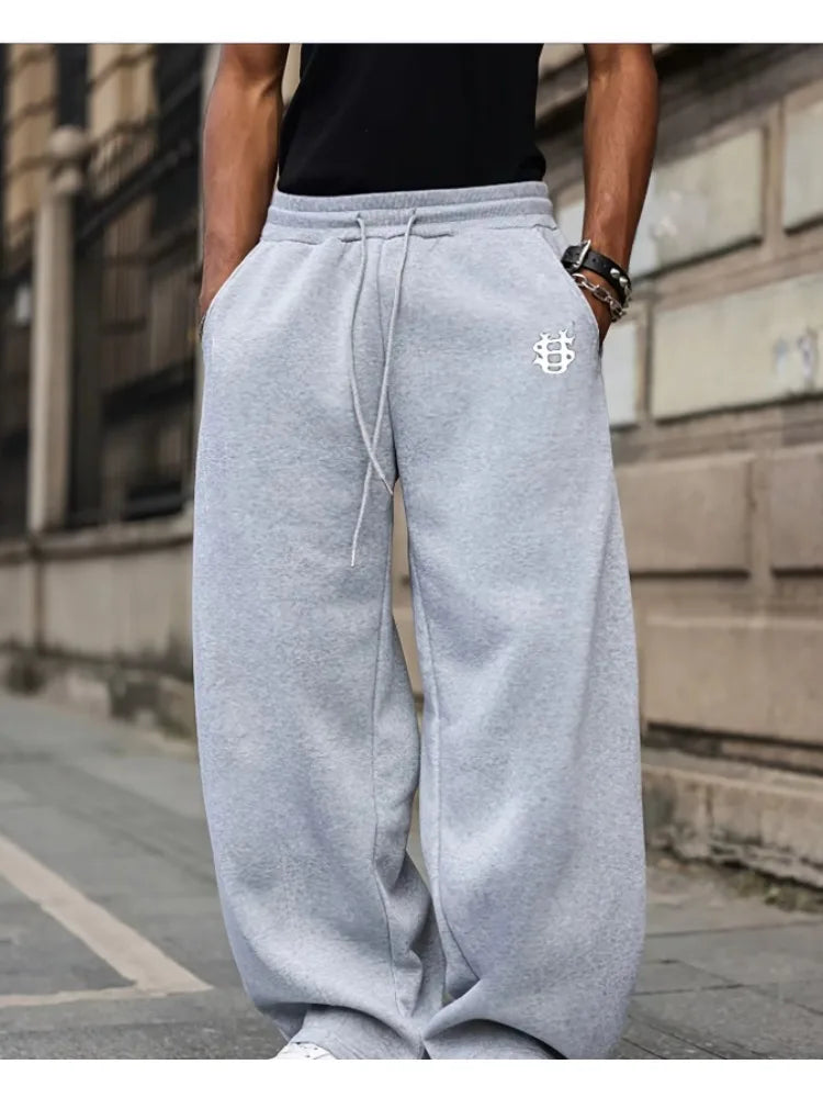 American Knife Street Men's Printed Wide-leg Pants, US Dollar Logo Sports Long Pants