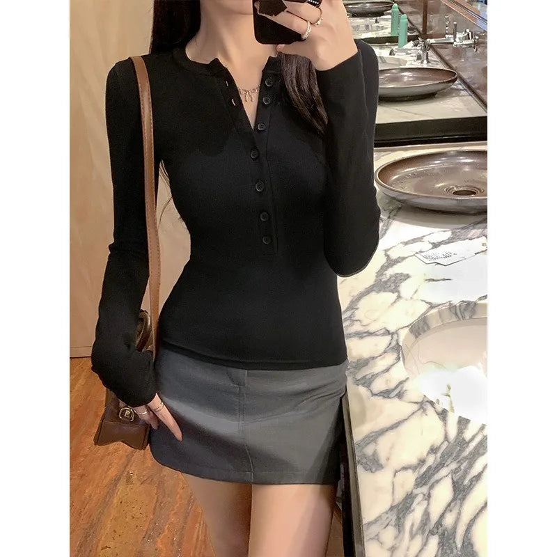 Navy Henley-Fit Top