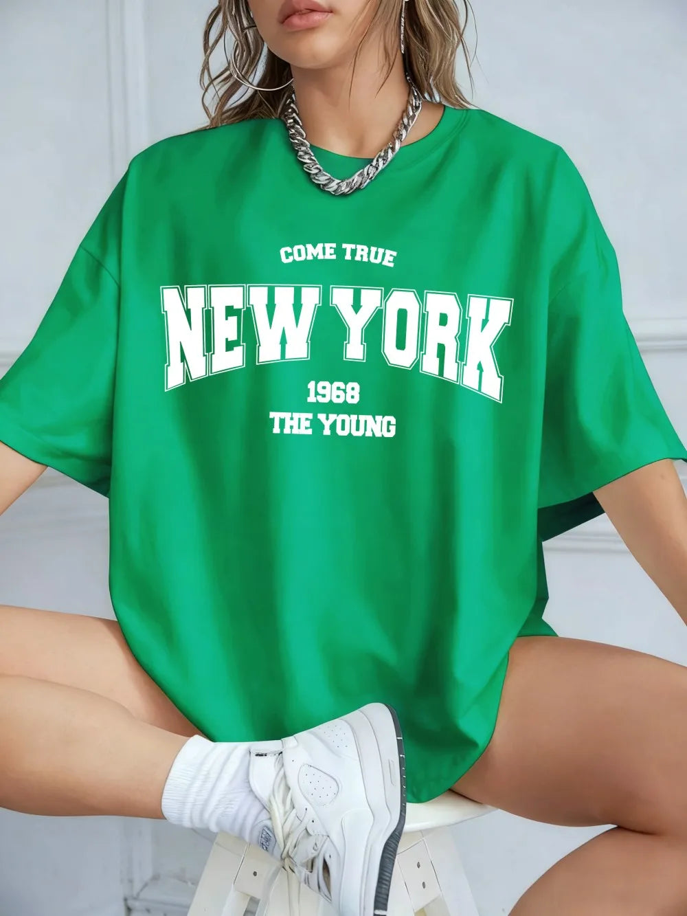 When 1968 The New York Is Young Cotton Woman Tshirts Oversize