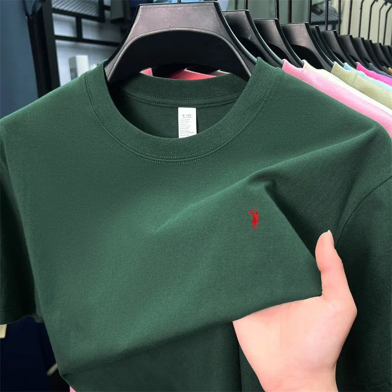 100% cotton men's short sleeve T-shirt fashion brand Paul Pony embroidery summer new high-end comfortable casual round neck top