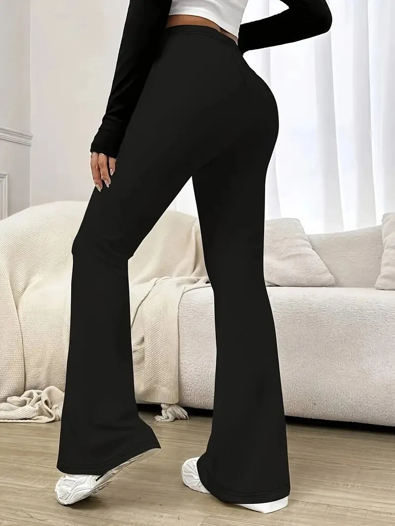 Women's High-Waisted Flared Pants Black