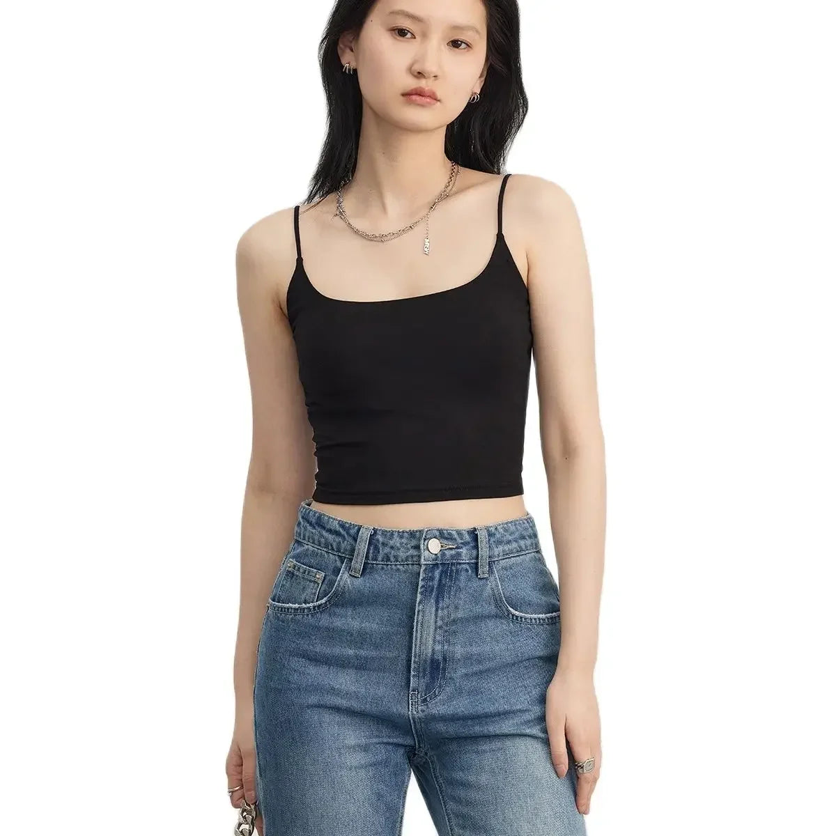 CHIC VEN Women's Tanks New Loose Short Camis Sleeveless Solid Crop Top Woman Clothing Spring Summer 2023