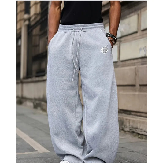 American Knife Street Men's Printed Wide-leg Pants, US Dollar Logo Sports Long Pants