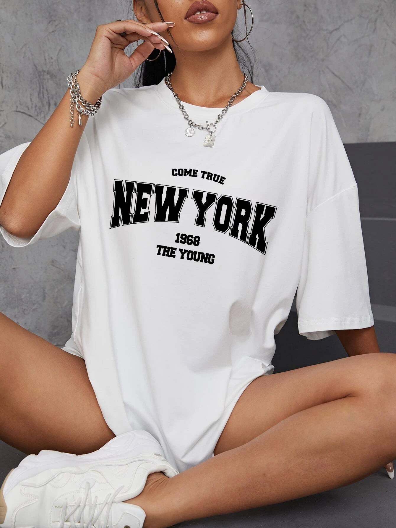When 1968 The New York Is Young Cotton Woman Tshirts Oversize