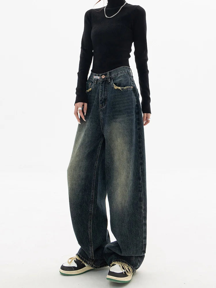 Wide Leg Jeans Women High Waist Denim Trousers Women