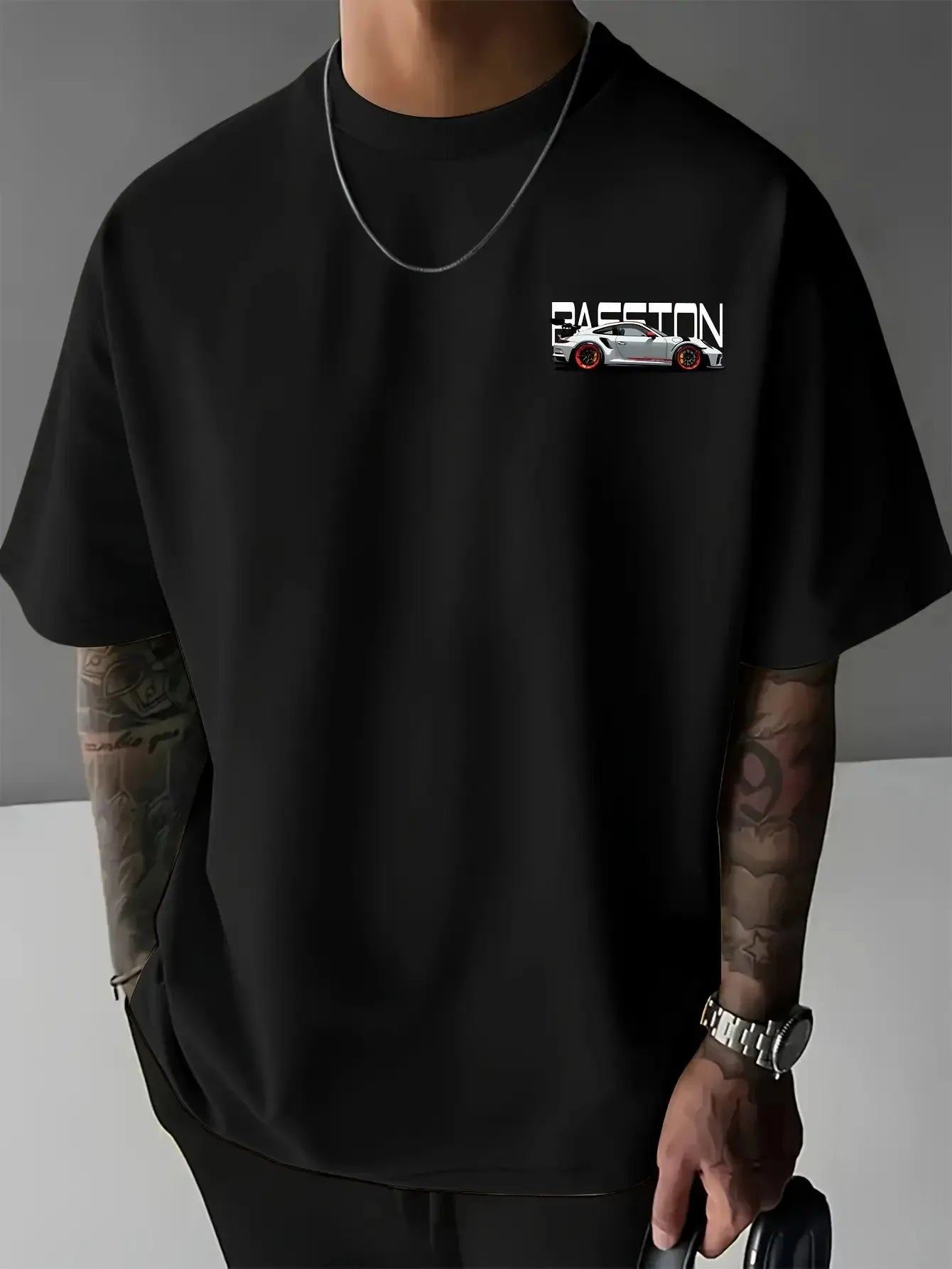 Men's Summer T-shirt with Top-level Racing Element Pattern Print Street Style Fashion