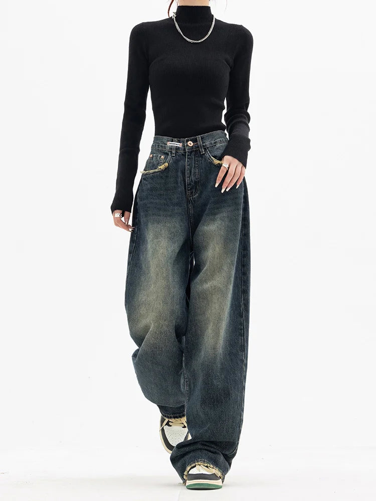 Wide Leg Jeans Women High Waist Denim Trousers Women