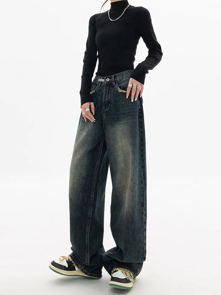 Wide Leg Jeans Women High Waist Denim Trousers Women