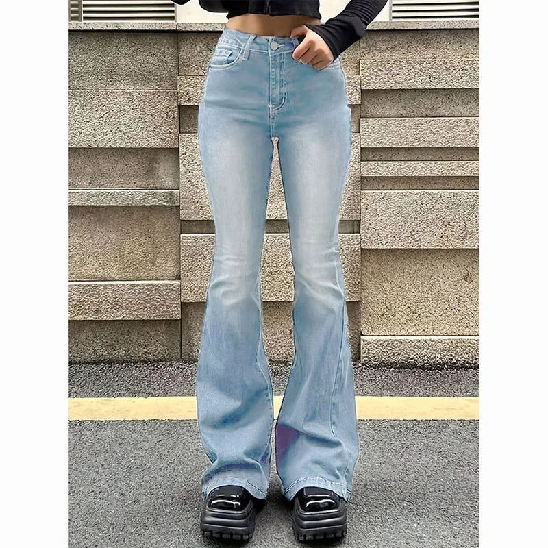 High Waist Flared Jeans Female Stretchy Bootcut Denim Pants Women