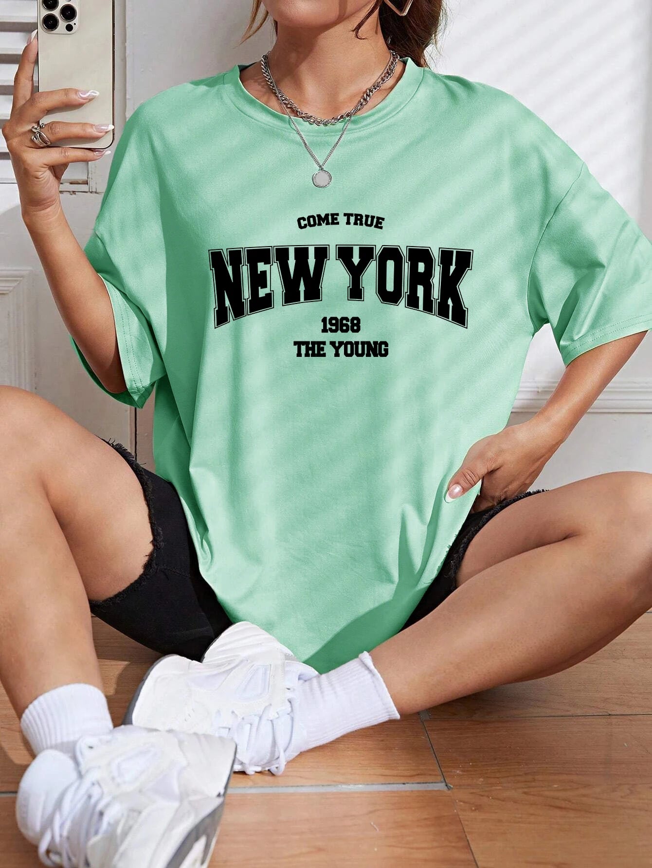 When 1968 The New York Is Young Cotton Woman Tshirts Oversize