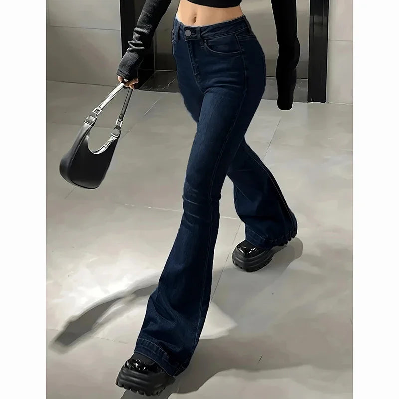 High Waist Flared Jeans Female Stretchy Bootcut Denim Pants Women