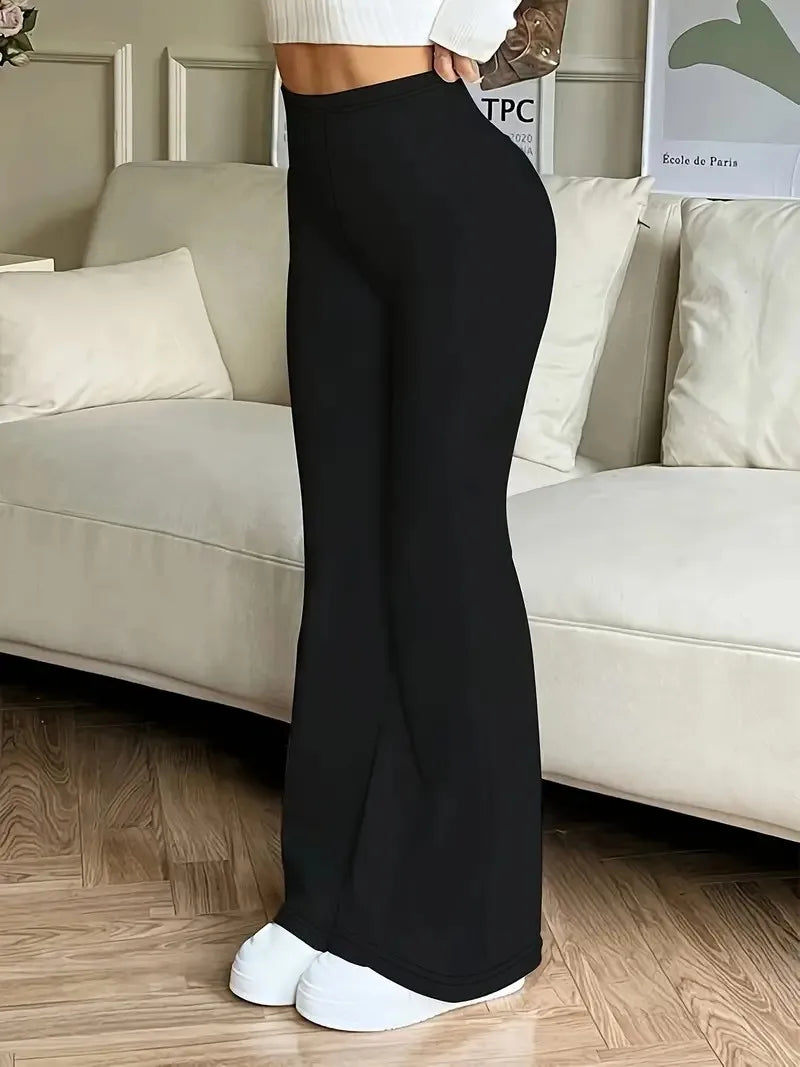 Women's High-Waisted Flared Pants Black